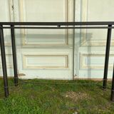 Iron console forged glass top xxeme pietement in x