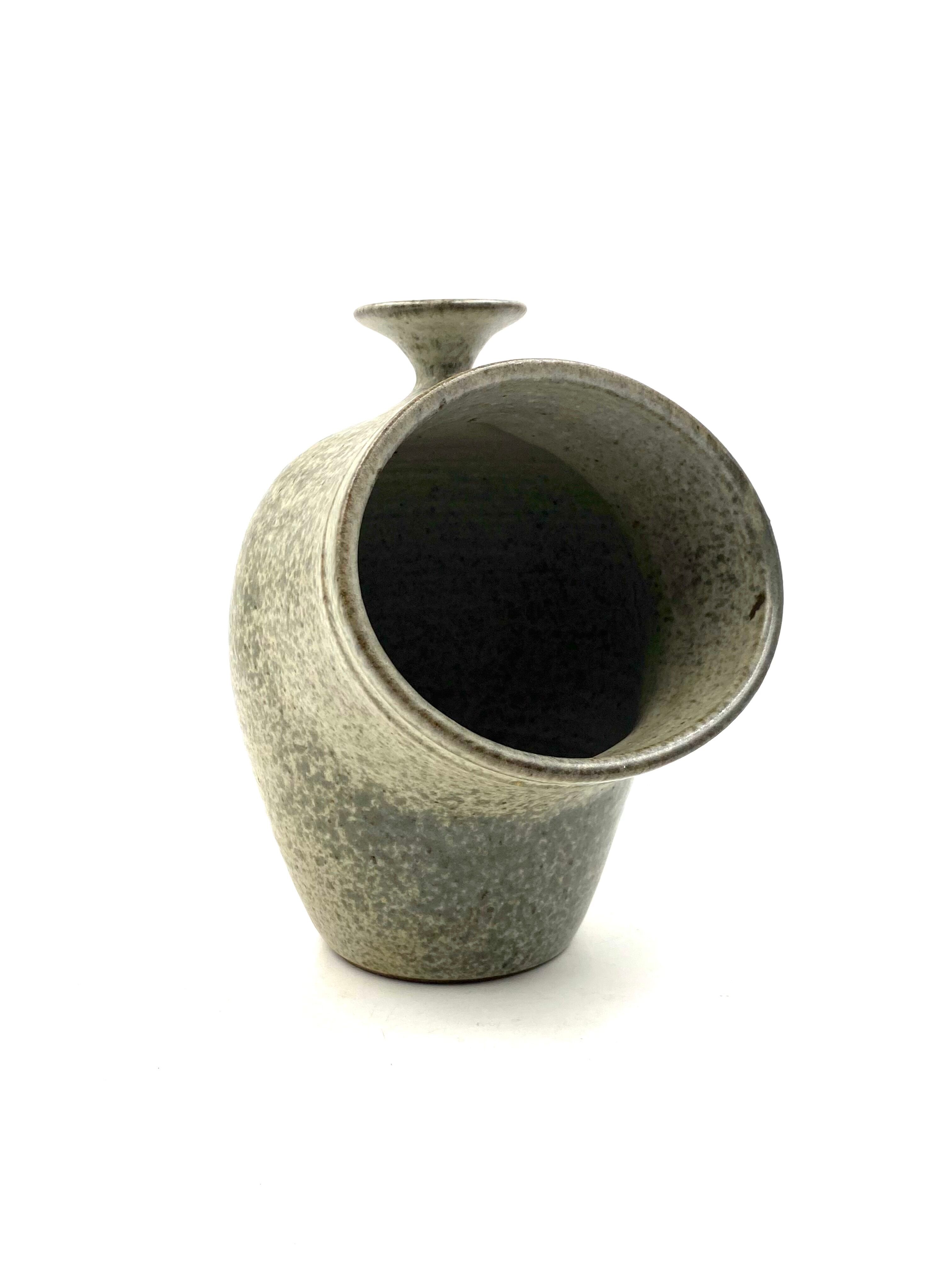 Organic green ceramic vase, France 1960s