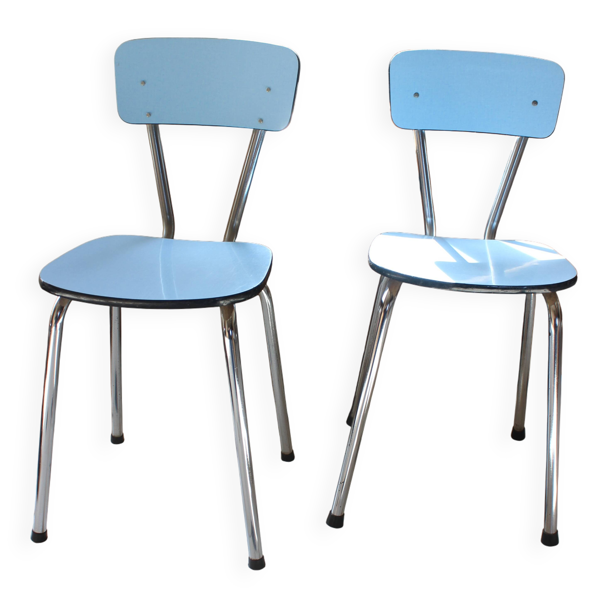 Set of 2 blue Formica chairs