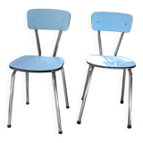 Set of 2 blue Formica chairs