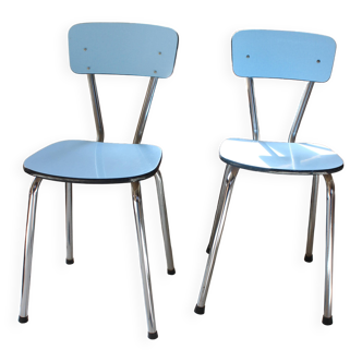 Set of 2 blue Formica chairs