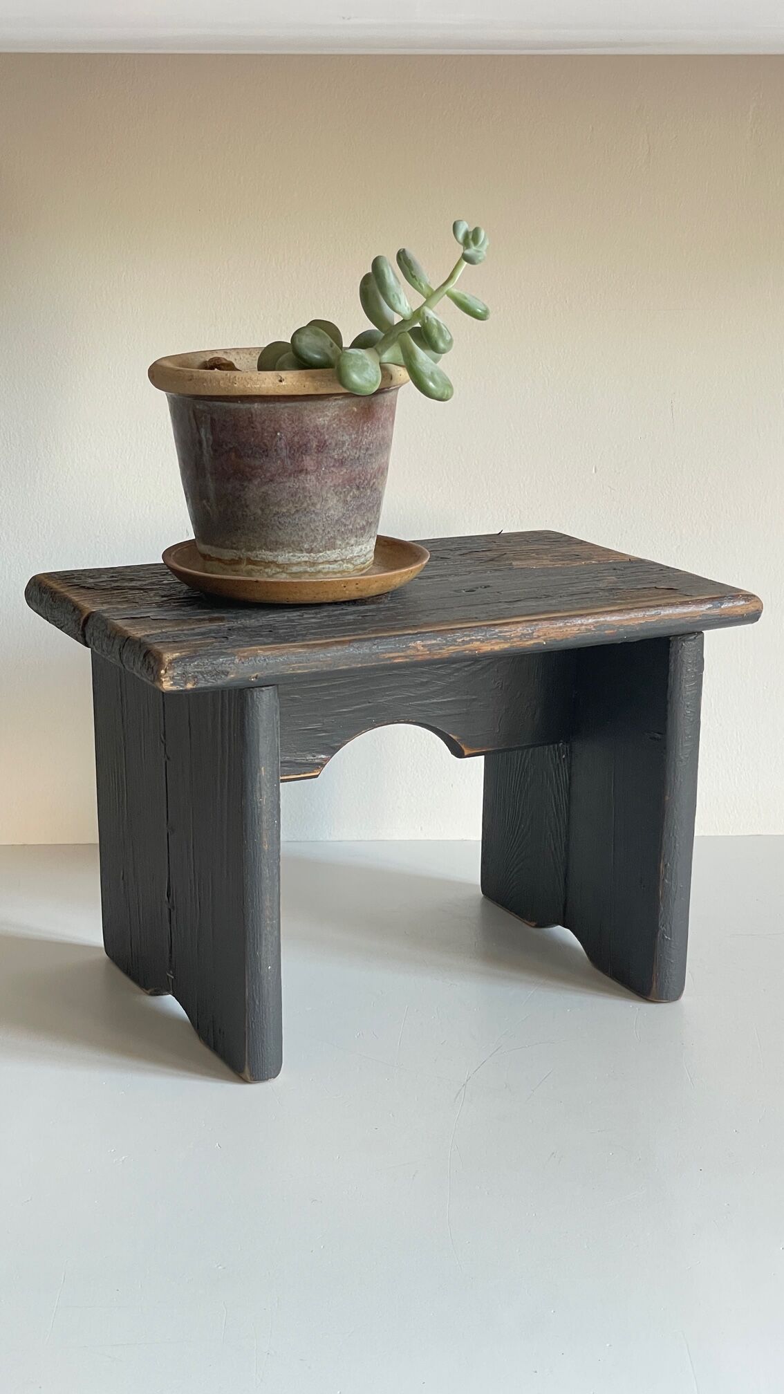Vintage patinated grey stool