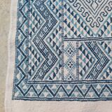 Traditional handmade white and blue margoum rug