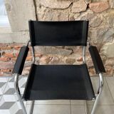 Chrome and black leather armchair type B34