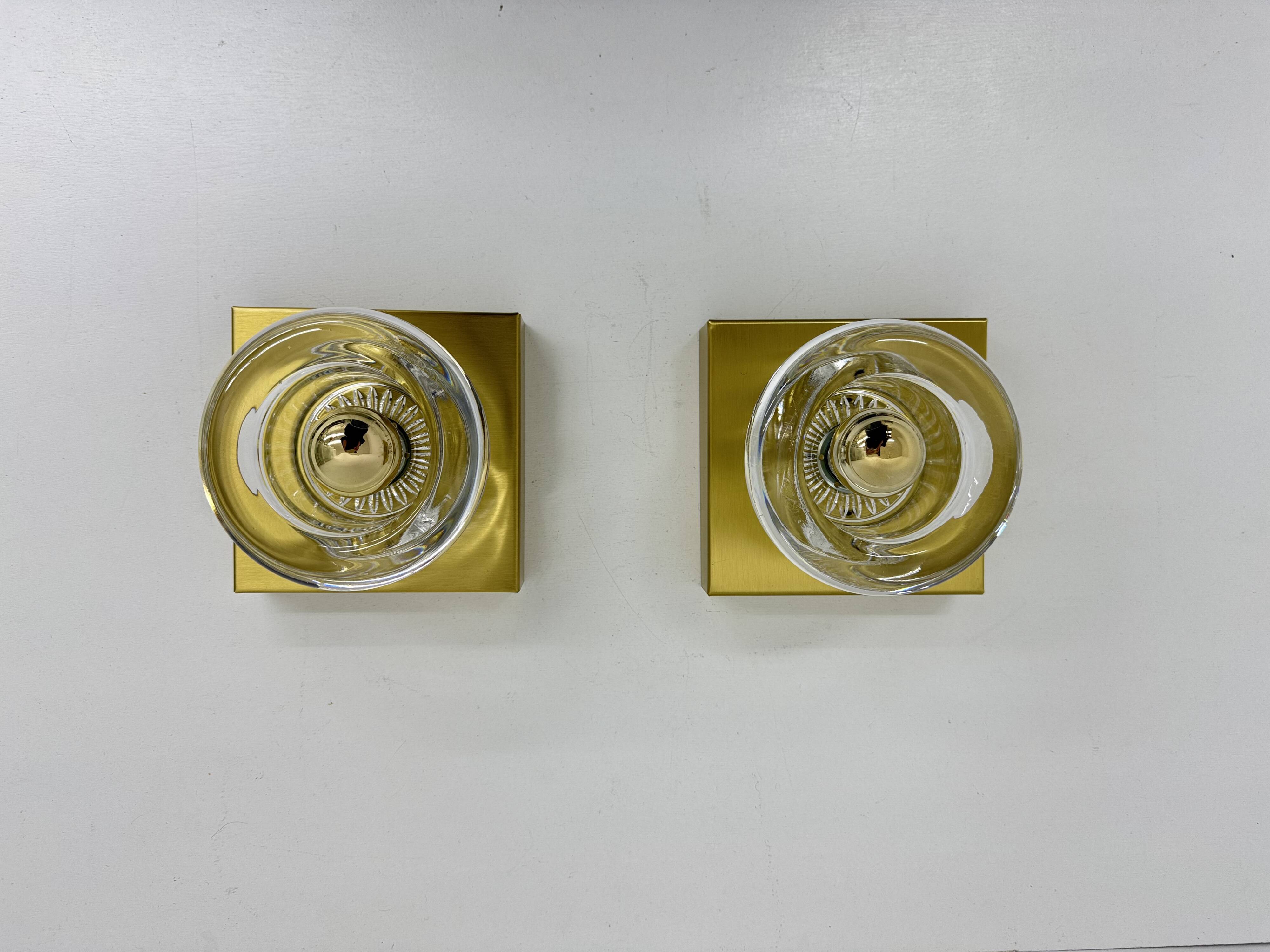 Vintage Peill & Putzler Ice glass Wall Lamp , 1970s