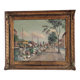 Vintage original Scandinavian harbor oil painting