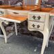 Vintage 1980s dressing table with Venetian mirror. Elegant makeup table.