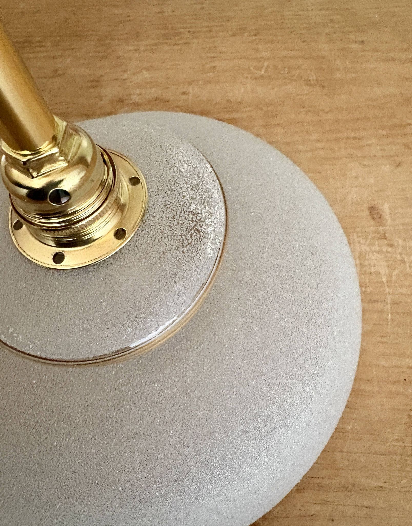 Vintage elbow wall lamp with white and gold granite glass shade