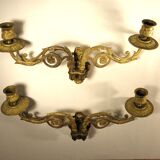 Pair of gilded brass chandeliers