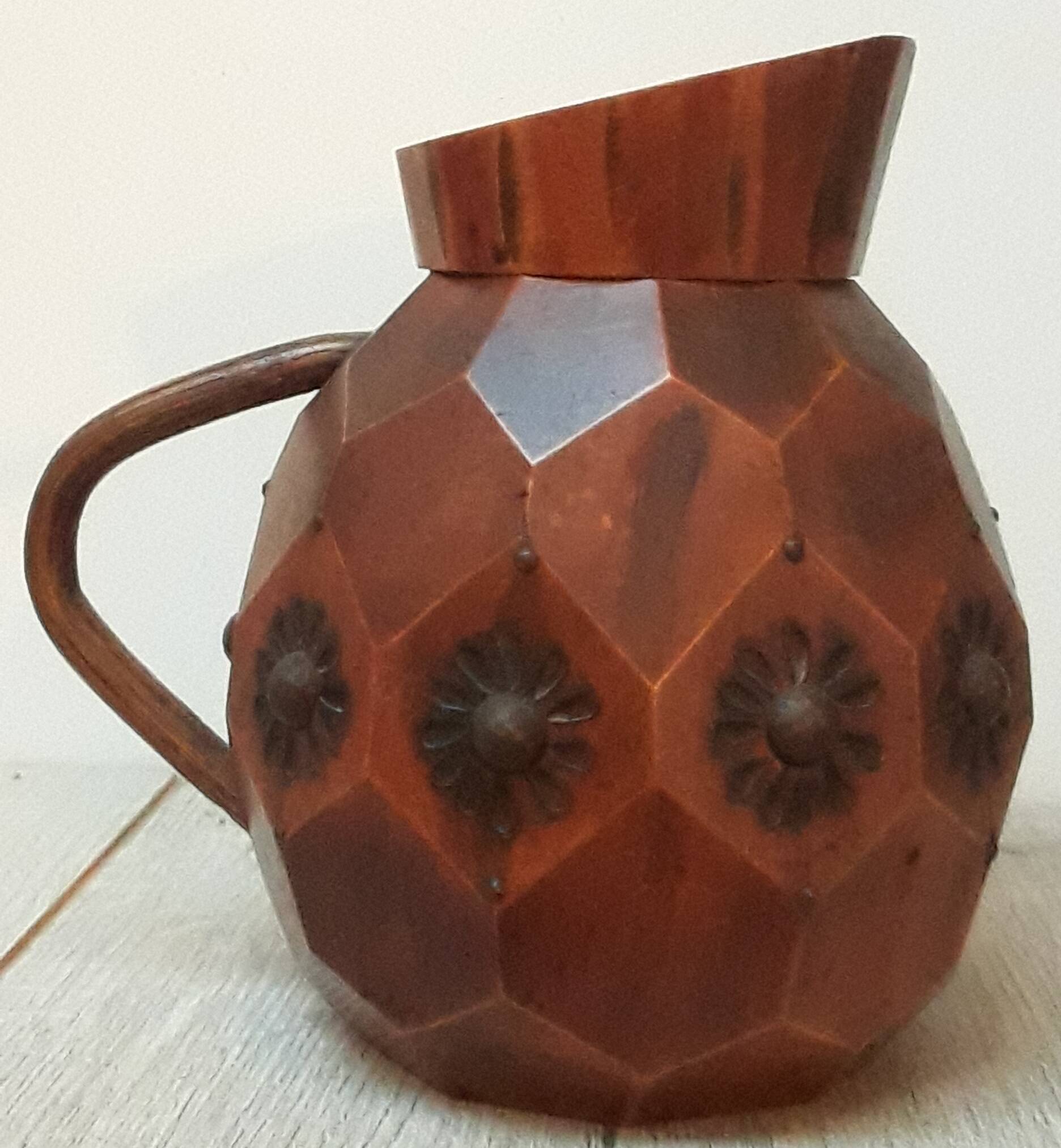Artisanal wooden jug vase for decoration 1930s/1950s