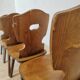 Chaises de salle à manger en bois tyrolien vintage - Style ferme des années 1970 - Ensemble de 4