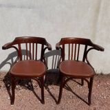 Pair of bistro armchairs signed Baumann 1930