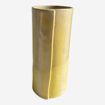 Yellow stoneware vase