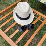 Transat/ chilienne vintage en bois avec repose-pieds — Années 60
