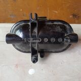Antique exterior wall light moulded glass & metal grille & black bakelite support