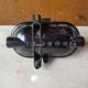 Antique exterior wall light moulded glass & metal grille & black bakelite support