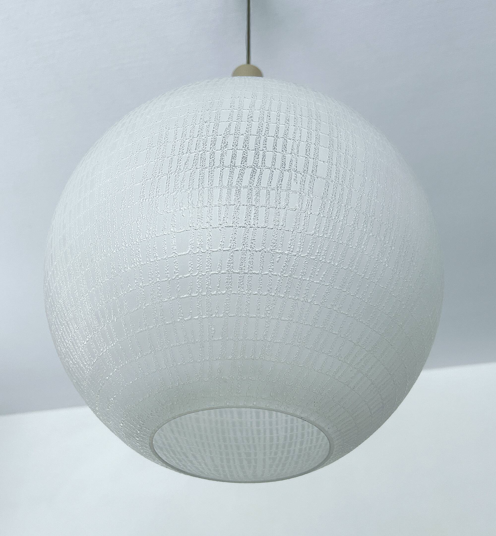 Large vintage glass ball pendant light, 60s