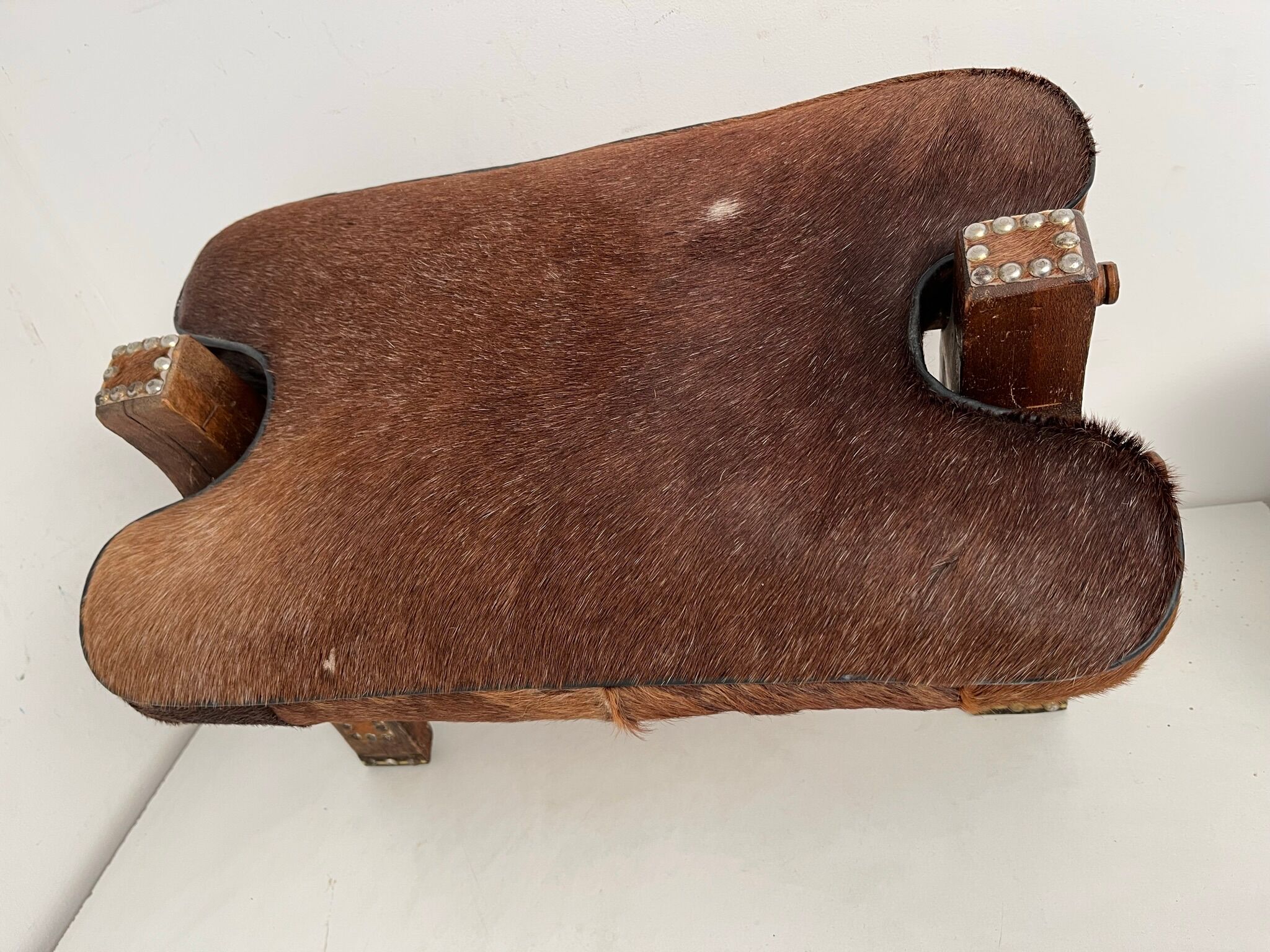Vintage cowhide footrest