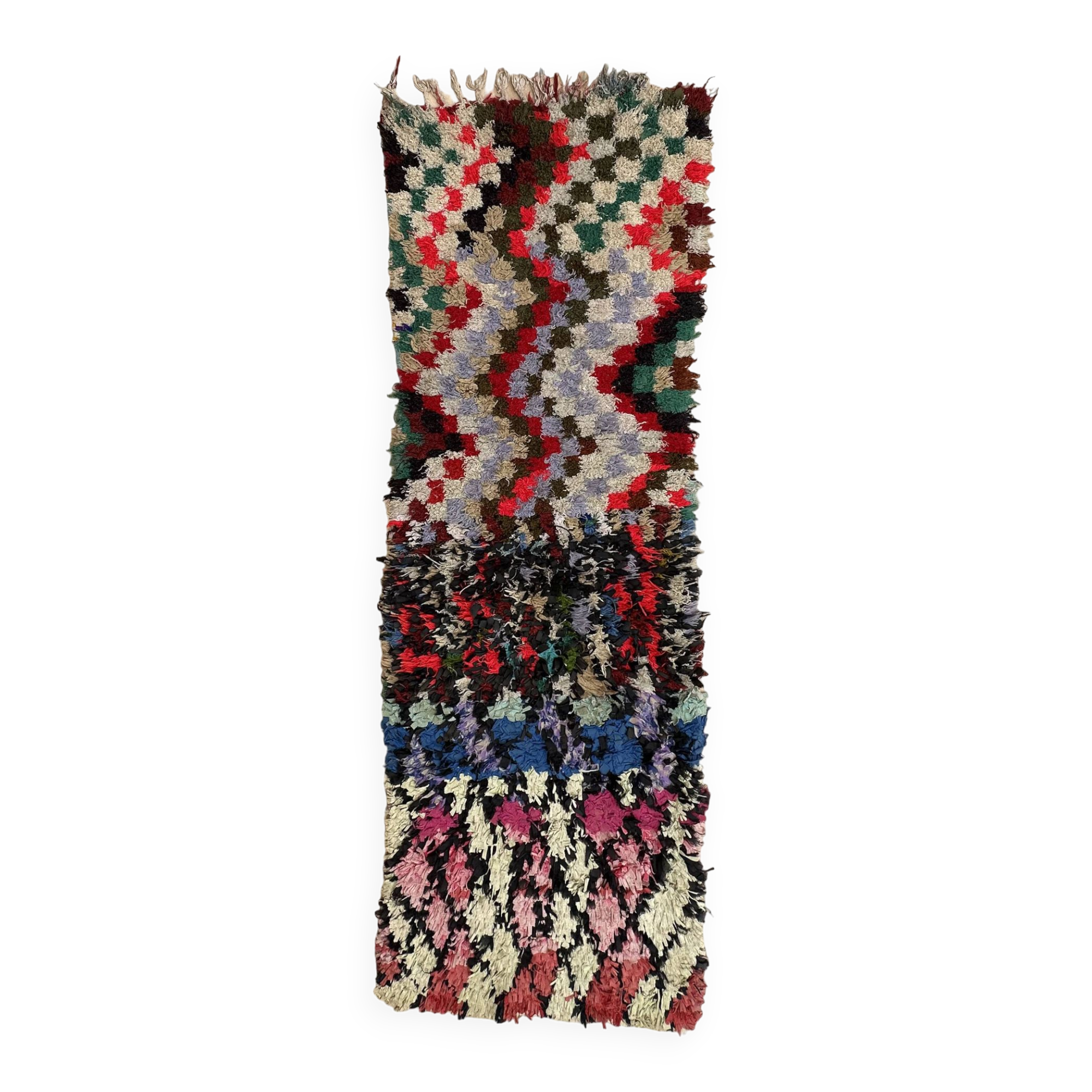 Colorful Boucherouite Berber rug - 64 x 196 cm