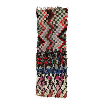 Colorful Boucherouite Berber rug - 64 x 196 cm