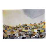Ville cubiste, huile sur toile signée Remi 1986