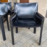 7 armchairs by Couro Brasil in Black Leather