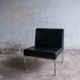 Set of 2 minimalist black leather lounge chairs