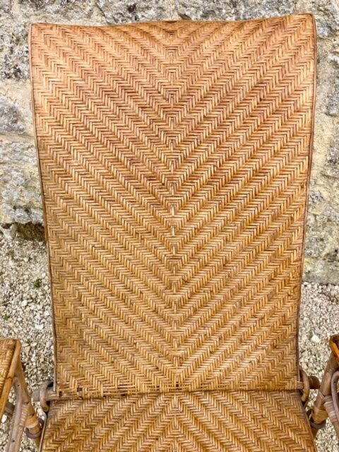 Old rattan chaise longue 20th century