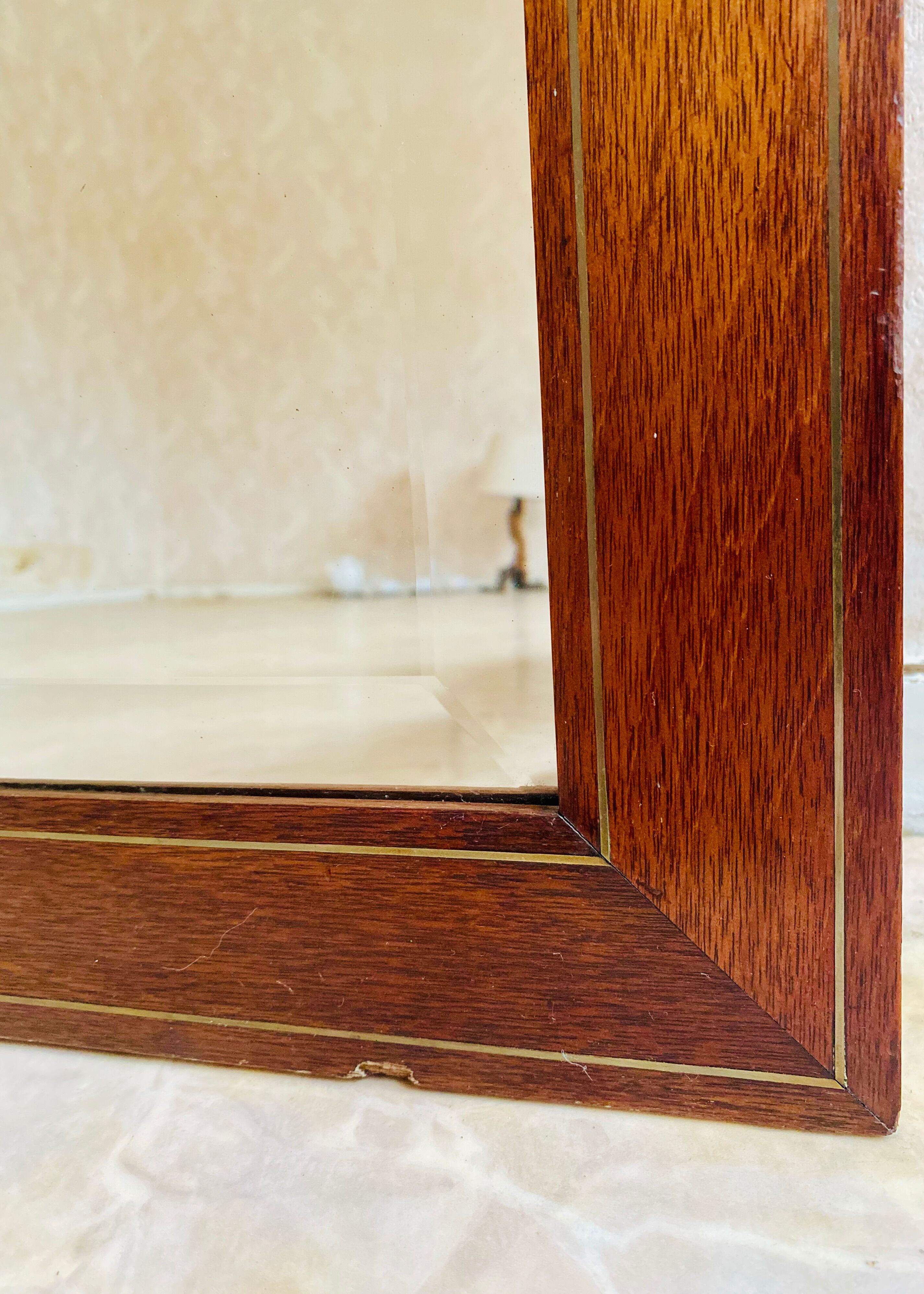 Rectangular mirror beveled ice, wooden frame