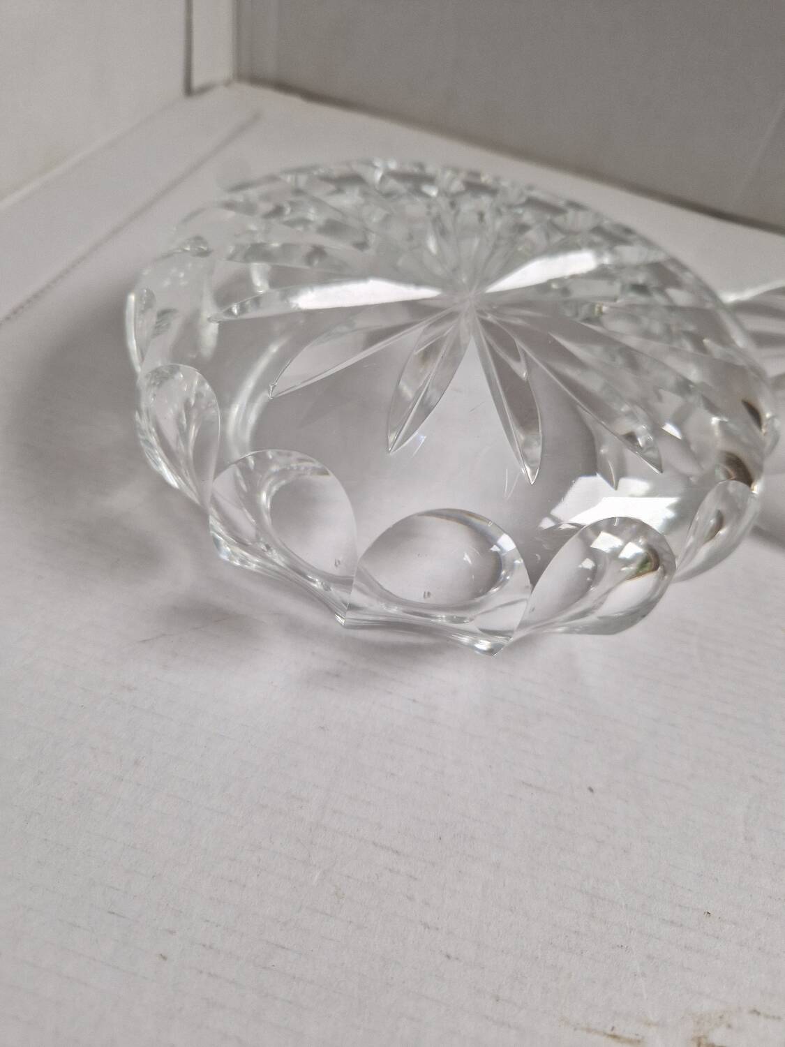 Old vintage decorative chiseled crystal candy box