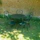Salon de jardin fer forgé 1 table 2 fauteuils 3 chaises vert wagon