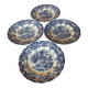 4 blue & white English style dinner plates