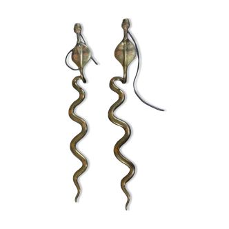 Splendid Pair of Serpent COBRA bronze wall lights 75cm very fine decor