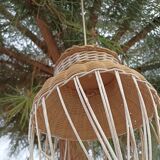 Duo of rattan hanging lamps