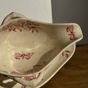 Saucier ancienne en faïence rose de Badonviller modèle Jasmin