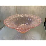 Vase en verre rose avec de l'or et des bulles d'air de forme ronde