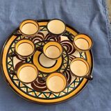Tray, plate and 8 liqueur cups in ceramic from St Jean de Bretagne vintage 1950/60