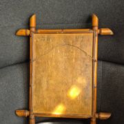 Vintage bamboo turned wooden mirror Belle Époque