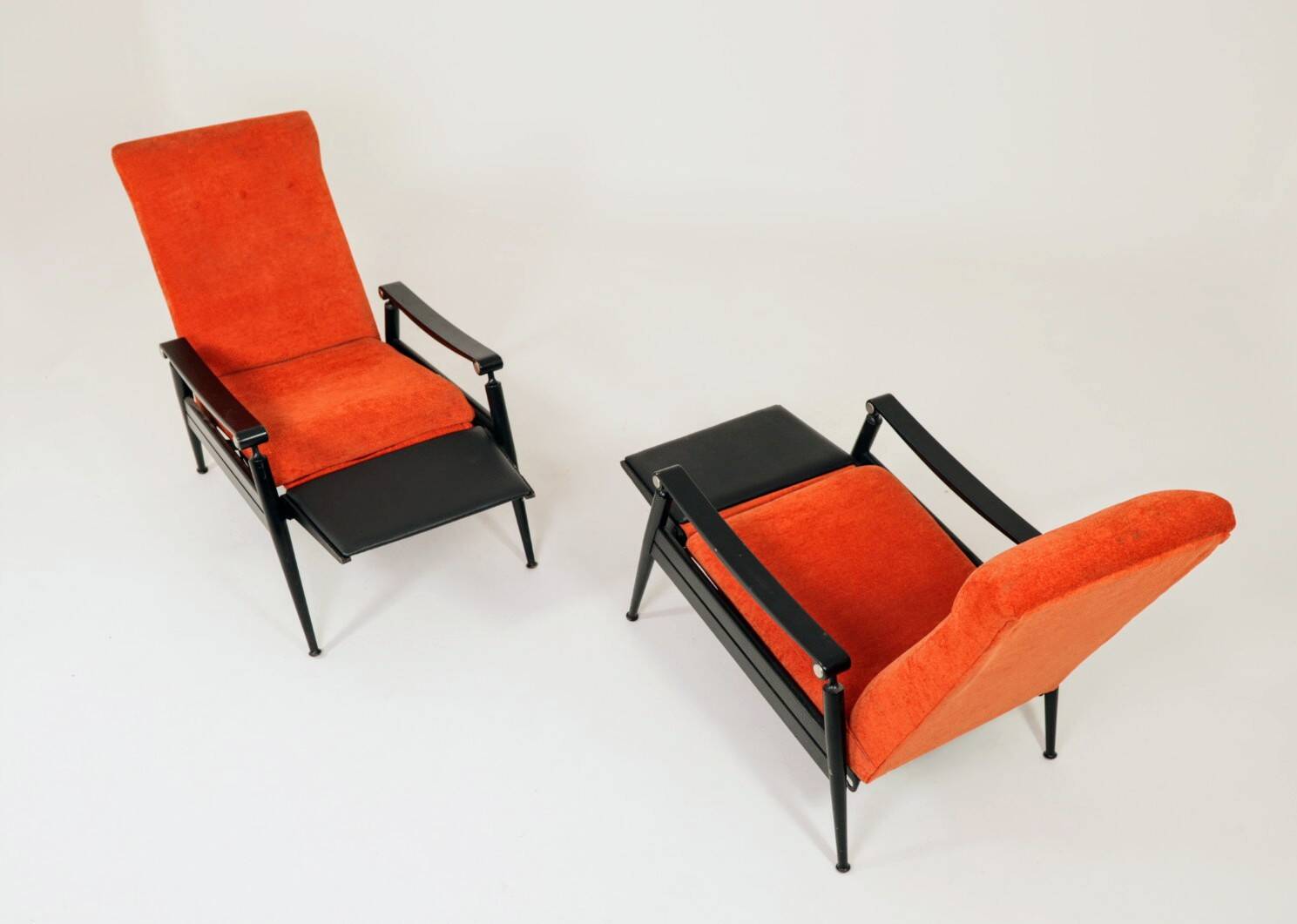 Pair of vintage armchairs burnt orange MCM design 1960