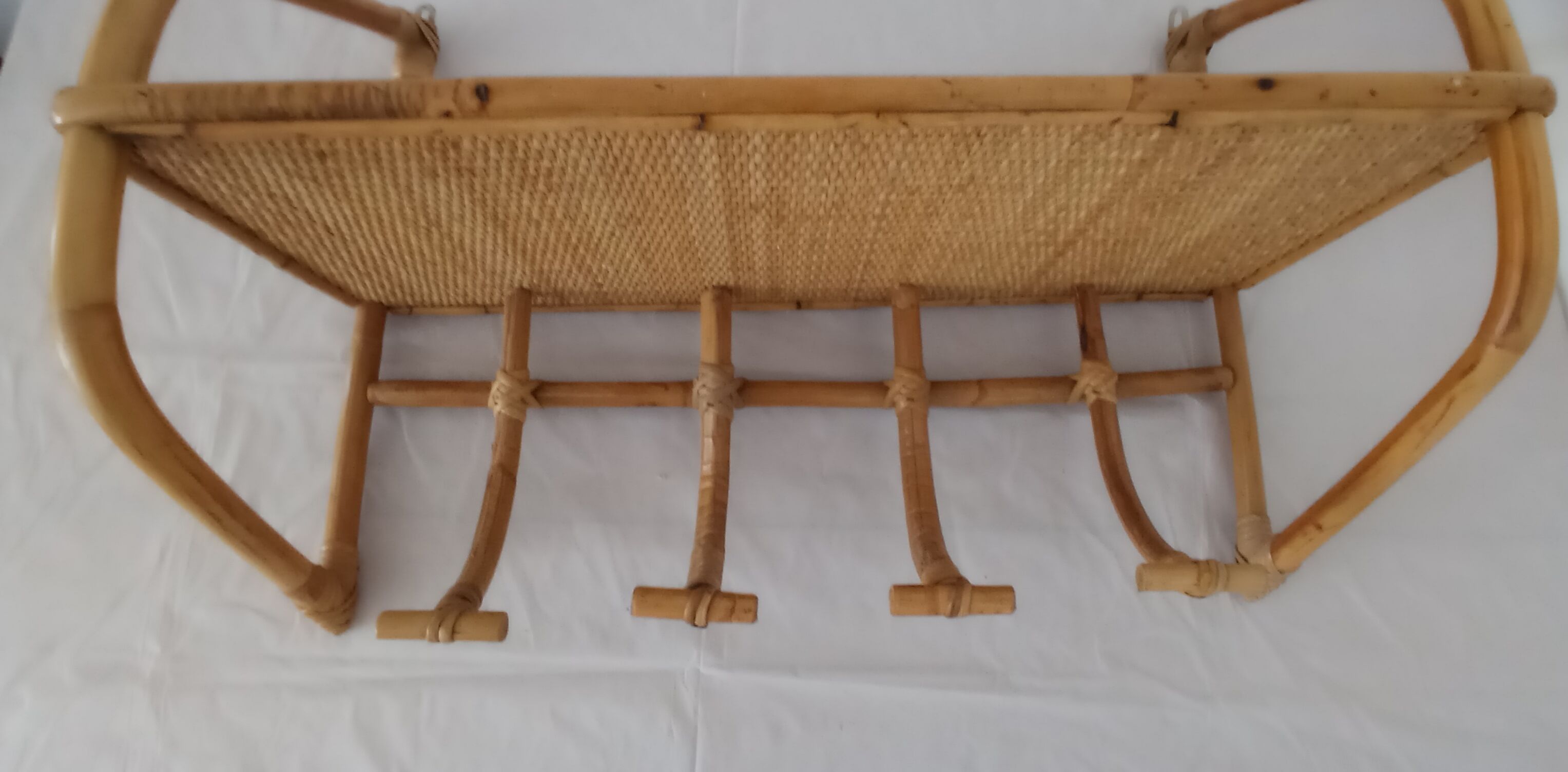 Rattan coat rack