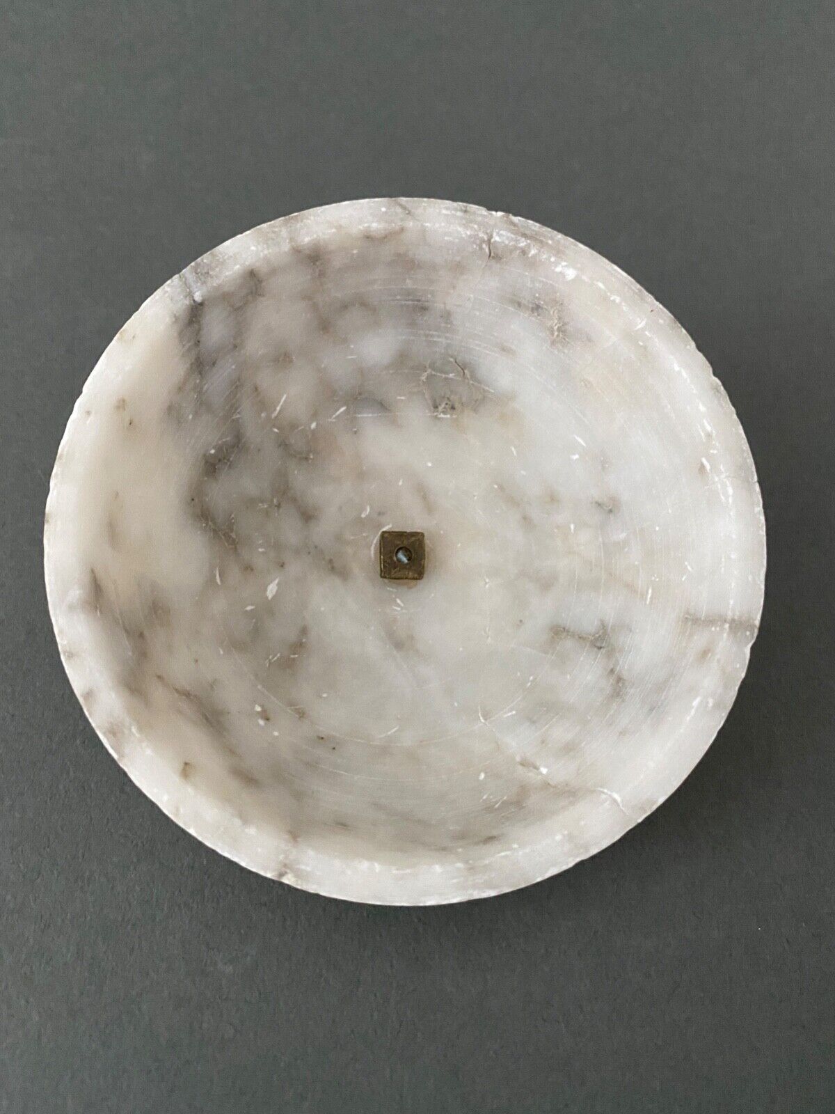 1900 alabaster ball shaped box surmounted by a golden dragonfly