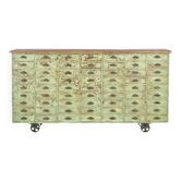 Antique goldsmith's workshop cabinet with 63 drawers (111 x 212cm x 37cm)