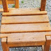 Set of 4 70s brutalist oak chairs
