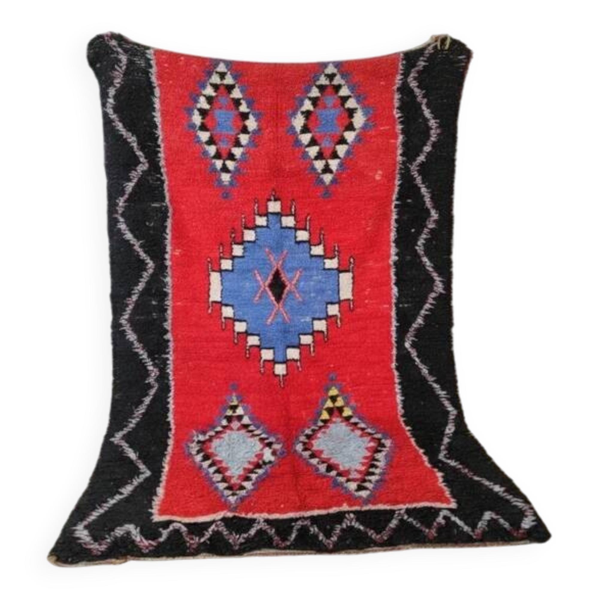 Vintage handmade Boucherouite Berber rug