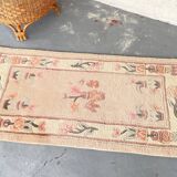 Vintage beige pink velvet rug 118 x 60cm