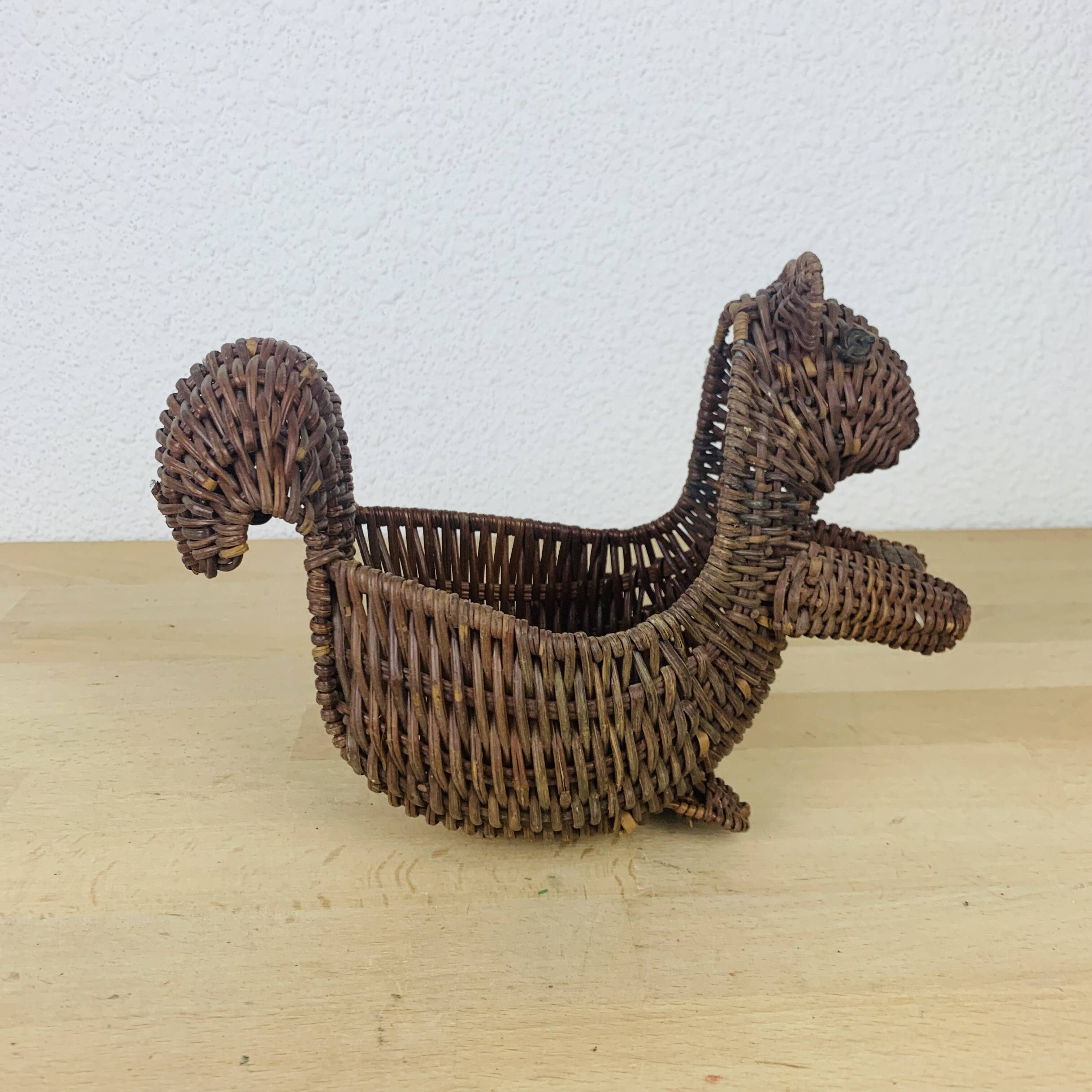 Vintage squirrel wicker basket