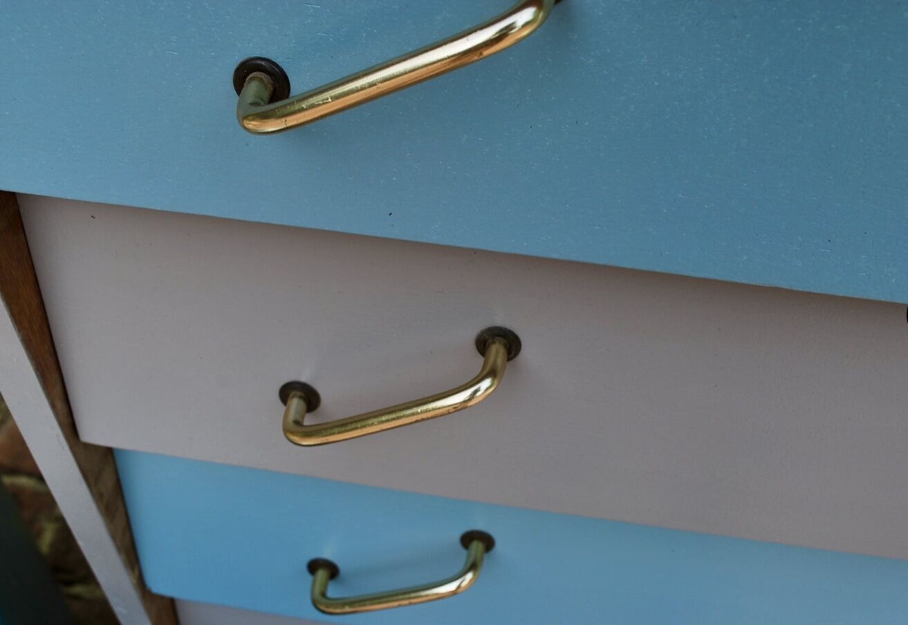 Renovated blue vintage chest of drawers