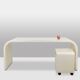 Desk and its cardboard box in white lacquered plywood. 1970s.