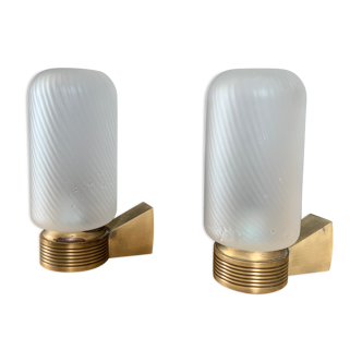 Pair of vintage bronze wall lamps 1970