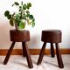 Pair of Brutalist wooden stools, circa 1960